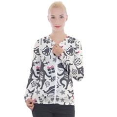 Hand Drawn Pattern Christmas Casual Zip Up Jacket by Vaneshart