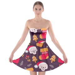 Pattern Christmas Funny Strapless Bra Top Dress by Vaneshart