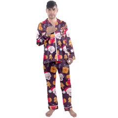 Pattern Christmas Funny Men s Satin Pajamas Long Pants Set by Vaneshart