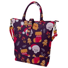 Pattern Christmas Funny Buckle Top Tote Bag by Vaneshart