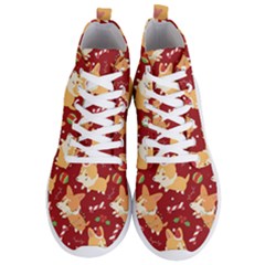 Colorful Funny Christmas Pattern Dog Puppy Men s Lightweight High Top Sneakers by Vaneshart