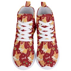 Colorful Funny Christmas Pattern Dog Puppy Women s Lightweight High Top Sneakers by Vaneshart