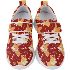 Colorful Funny Christmas Pattern Dog Puppy Kids  Velcro Strap Shoes by Vaneshart