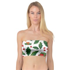 Christmas Seamless Pattern With Holly Red Gift Box Bandeau Top by Vaneshart