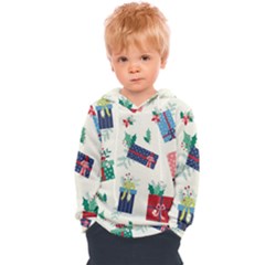 Christmas Gifts Pattern With Flowers Leaves Kids  Overhead Hoodie by Vaneshart