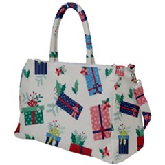 Christmas Gifts Pattern With Flowers Leaves Duffel Travel Bag by Vaneshart