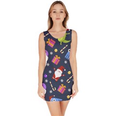 Colorful Funny Christmas Pattern Bodycon Dress by Vaneshart