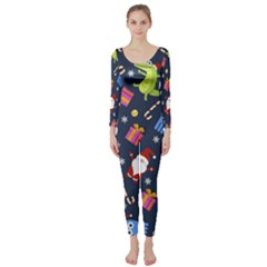 Colorful Funny Christmas Pattern Long Sleeve Catsuit by Vaneshart