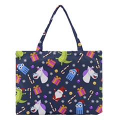 Colorful Funny Christmas Pattern Medium Tote Bag by Vaneshart