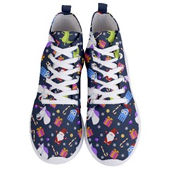 Colorful Funny Christmas Pattern Men s Lightweight High Top Sneakers by Vaneshart