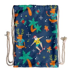 Colorful Funny Christmas Pattern Drawstring Bag (large) by Vaneshart