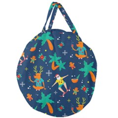 Colorful Funny Christmas Pattern Giant Round Zipper Tote by Vaneshart