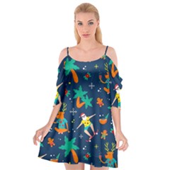 Colorful Funny Christmas Pattern Cutout Spaghetti Strap Chiffon Dress by Vaneshart