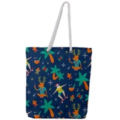 Colorful Funny Christmas Pattern Full Print Rope Handle Tote (large) by Vaneshart