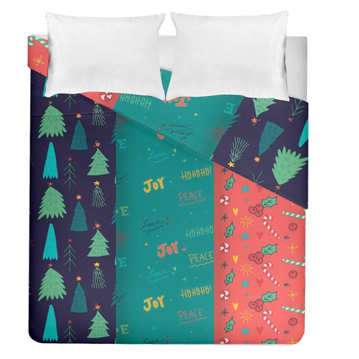 Hand Drawn Christmas Pattern Collection Duvet Cover Double Side (Queen Size)