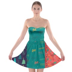 Hand Drawn Christmas Pattern Collection Strapless Bra Top Dress by Vaneshart