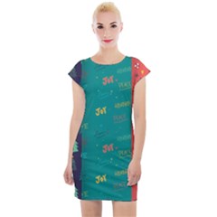 Hand Drawn Christmas Pattern Collection Cap Sleeve Bodycon Dress by Vaneshart