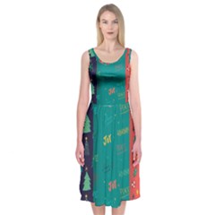 Hand Drawn Christmas Pattern Collection Midi Sleeveless Dress by Vaneshart