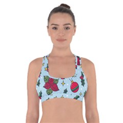 Colorful Funny Christmas Pattern Cross Back Sports Bra by Vaneshart