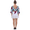 Colorful Funny Christmas Pattern Tie Back Butterfly Sleeve Chiffon Top View2