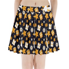 Black Golden Christmas Pattern Collection Pleated Mini Skirt by Vaneshart