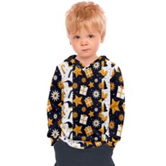 Black Golden Christmas Pattern Collection Kids  Overhead Hoodie by Vaneshart