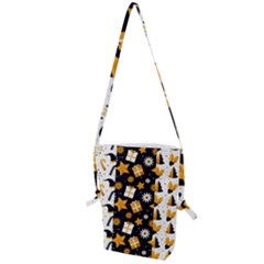 Black Golden Christmas Pattern Collection Folding Shoulder Bag