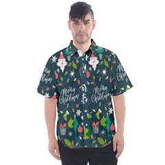 Funny Christmas Pattern Background Men s Short Sleeve Shirt