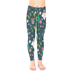 Funny Christmas Pattern Background Kids  Leggings by Vaneshart