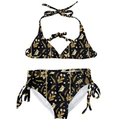 Golden Christmas Pattern Collection Kids  Classic Bikini Set by Vaneshart