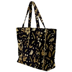 Golden Christmas Pattern Collection Zip Up Canvas Bag by Vaneshart