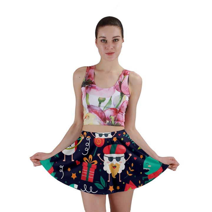 Colorful Funny Christmas Pattern Mini Skirt