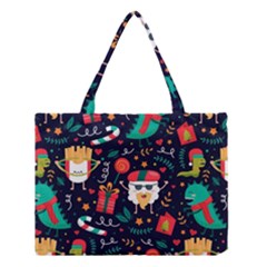 Colorful Funny Christmas Pattern Medium Tote Bag by Vaneshart