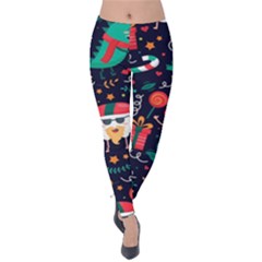 Colorful Funny Christmas Pattern Velvet Leggings by Vaneshart