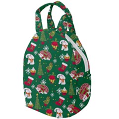 Colorful Funny Christmas Pattern Green Travel Backpacks by Vaneshart