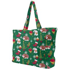 Colorful Funny Christmas Pattern Green Simple Shoulder Bag by Vaneshart