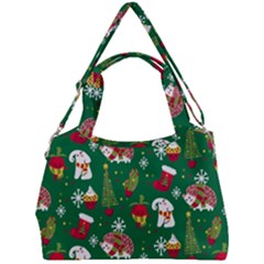 Colorful Funny Christmas Pattern Green Double Compartment Shoulder Bag by Vaneshart