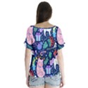 Colorful Funny Christmas Pattern Pig Animal V-Neck Flutter Sleeve Top View2