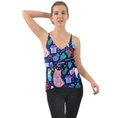 Colorful Funny Christmas Pattern Pig Animal Chiffon Cami by Vaneshart