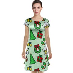 Colorful Funny Christmas Pattern Cartoon Cap Sleeve Nightdress by Vaneshart