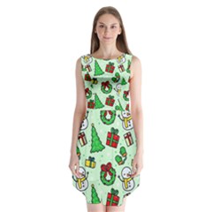 Colorful Funny Christmas Pattern Cartoon Sleeveless Chiffon Dress   by Vaneshart