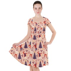 Funny Christmas Pattern Cap Sleeve Midi Dress by Vaneshart