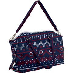 Christmas Concept With Knitted Pattern Canvas Crossbody Bag by Vaneshart