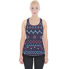 Christmas Concept With Knitted Pattern Piece Up Tank Top by Vaneshart