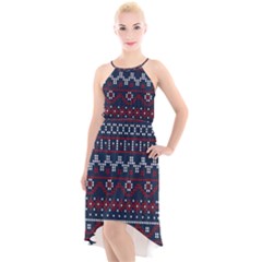 Christmas Concept With Knitted Pattern High-low Halter Chiffon Dress  by Vaneshart