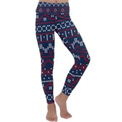 Christmas Concept With Knitted Pattern Kids  Lightweight Velour Classic Yoga Leggings