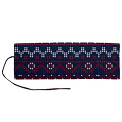 Christmas Concept With Knitted Pattern Roll Up Canvas Pencil Holder (m) by Vaneshart