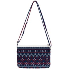 Christmas Concept With Knitted Pattern Double Gusset Crossbody Bag by Vaneshart