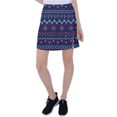 Christmas Concept With Knitted Pattern Tennis Skirt by Vaneshart