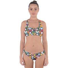 Colorful Pattern With Decorative Christmas Elements Cross Back Hipster Bikini Set by Vaneshart